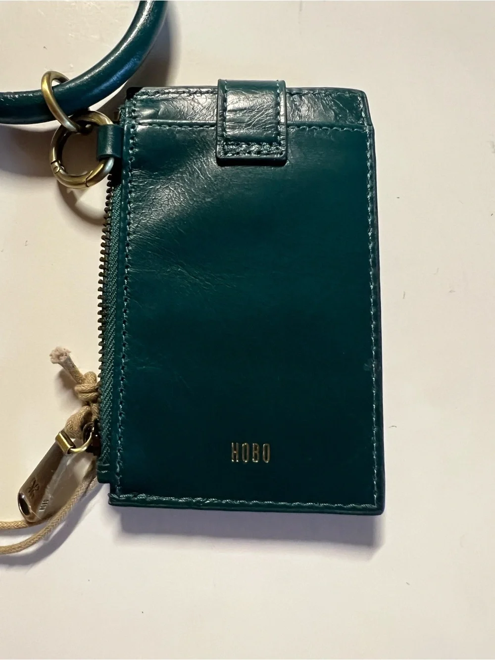 HOBO Teal Leather Wristlet Card Case with Bangle Ring